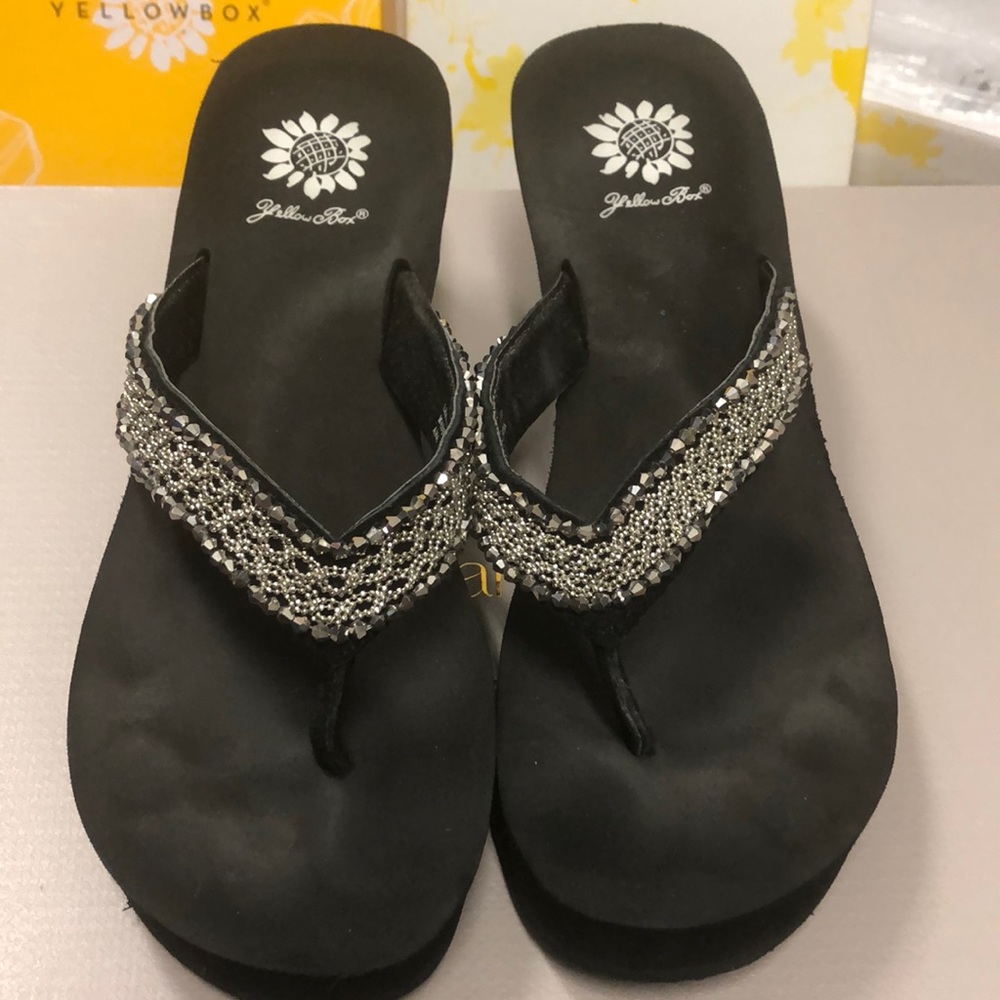 Yellow box jeweled sandals